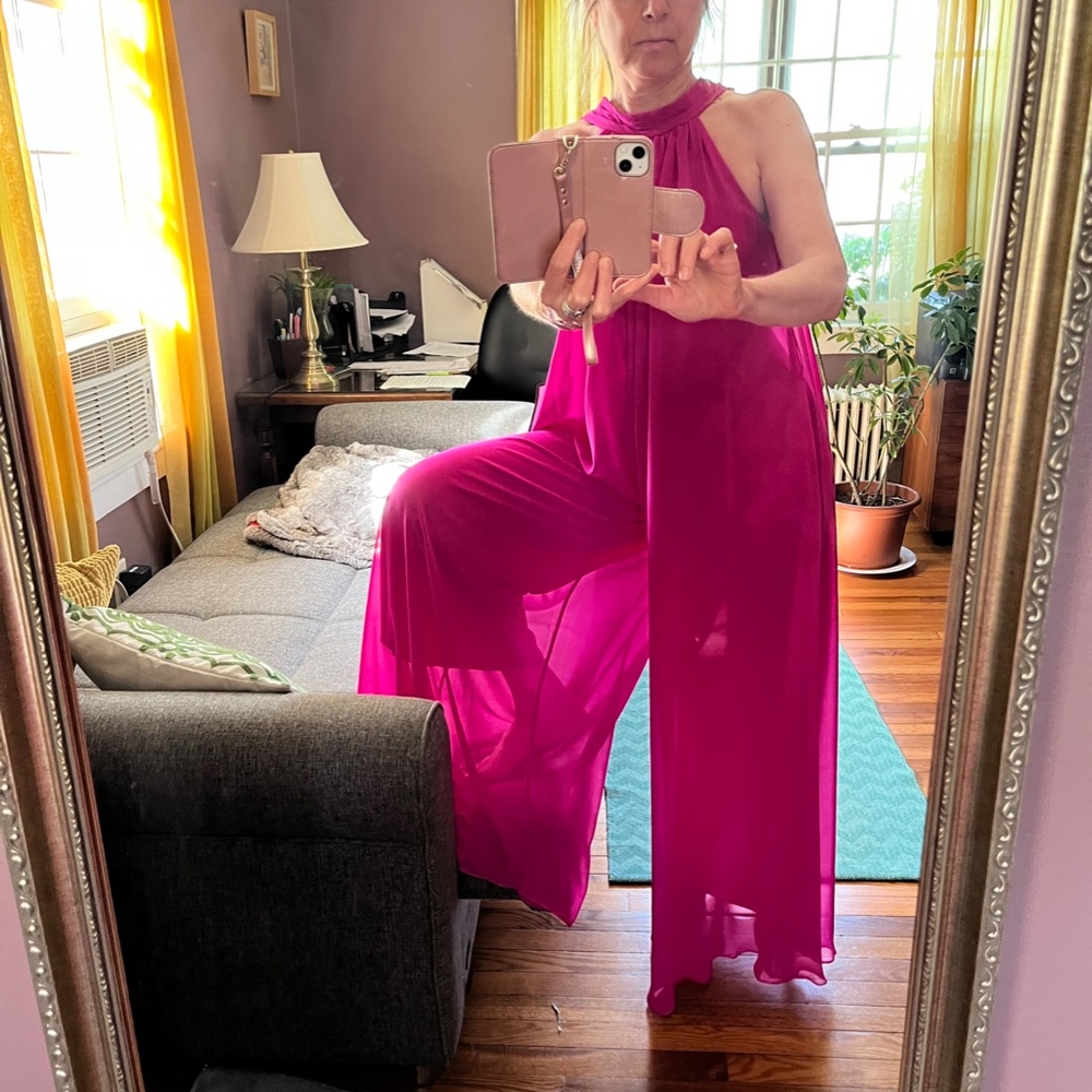 Hot Pink sleeveless jumpsuit